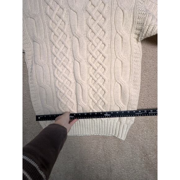 Classic Cream Fisherman Cable Knit Sweater 100% Wool - Picture 11 of 14